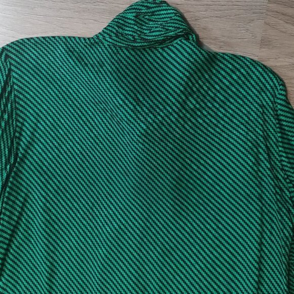 80s Vintage High Neck Bow Graphic Striped Printed Blouse - Picture 11 of 13